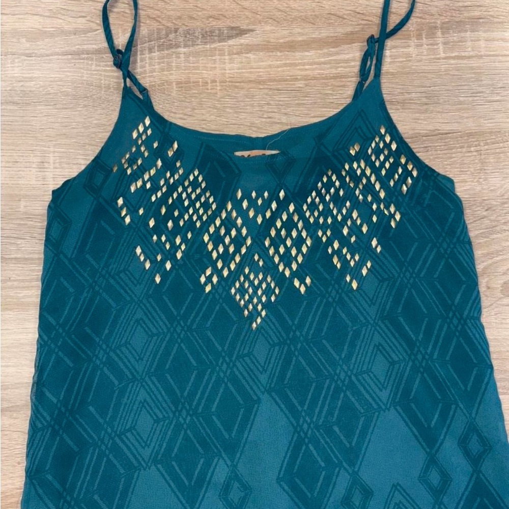 Mudd Teal Camisole with Gold Detailing